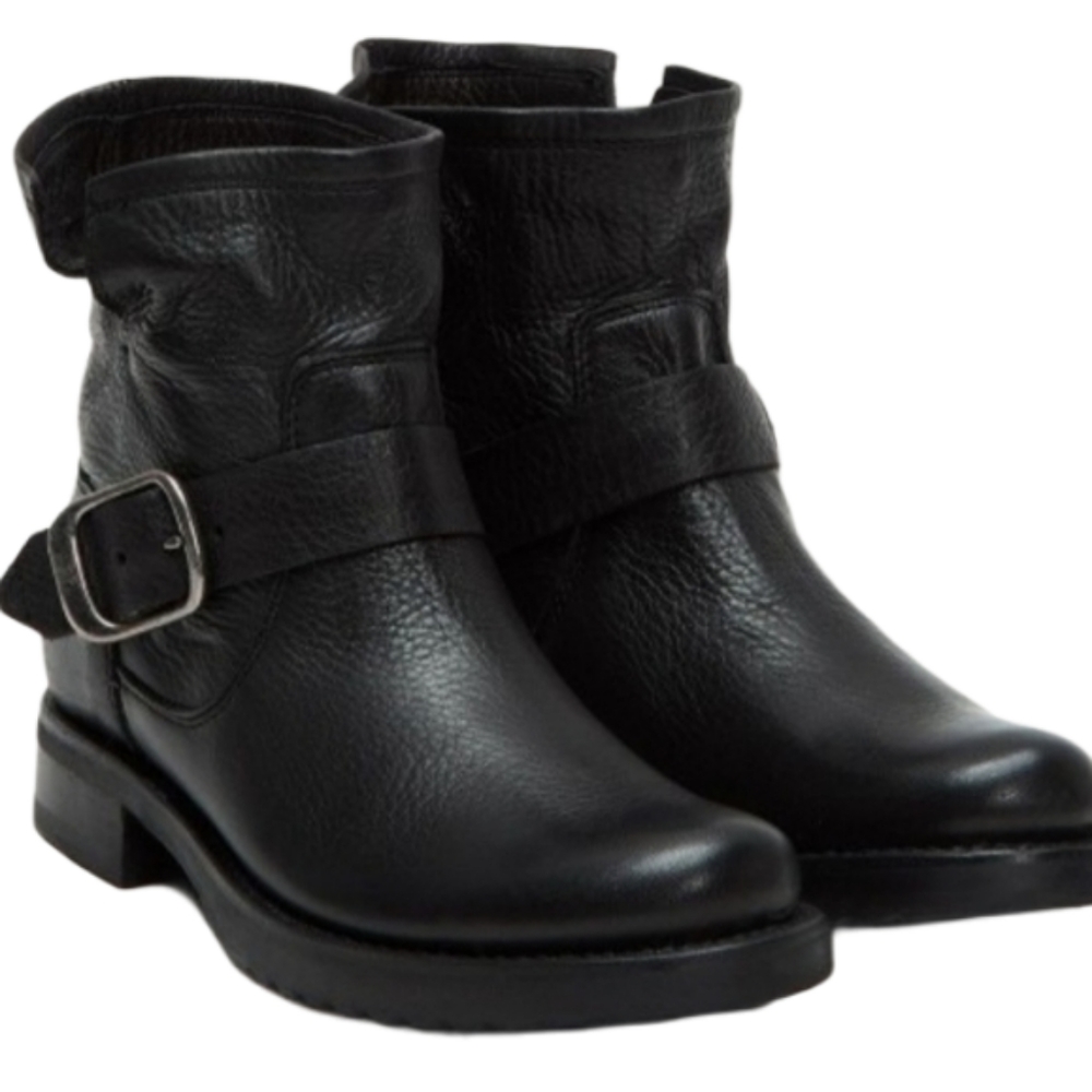 NEW! Frye Black Leather Buckle Boots